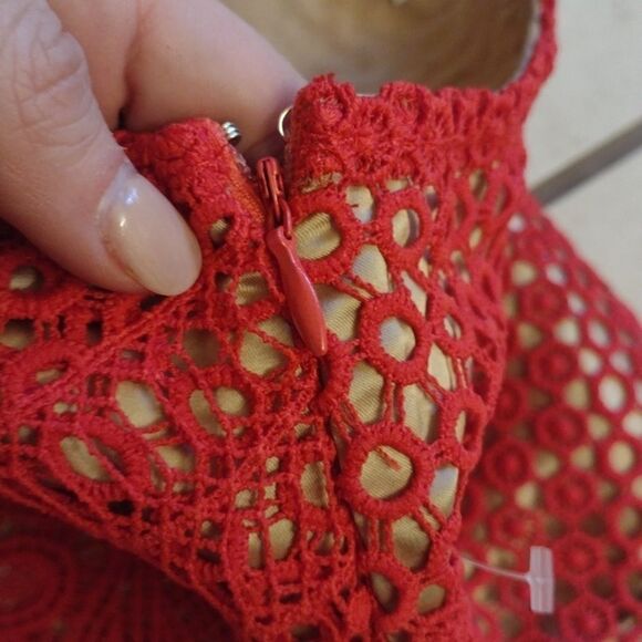 Sugar + Lips Red Lace Skirt tulip-hem Pencil Skirt miniskirt S Cute Sexy - Picture 9 of 14